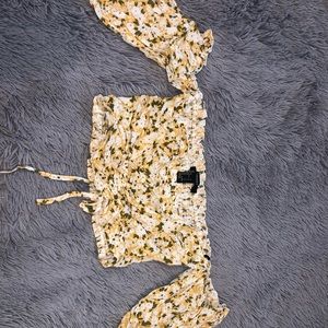 Forever 21 Yellow Floral Crop Top